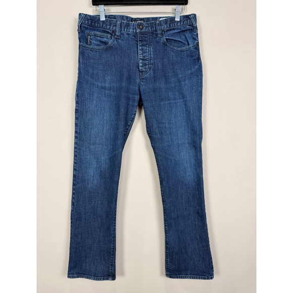 Men's Armani Jeans Blue J21 Regular Fit Straight Jeans Waist 34x32 Button Fly